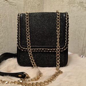 Henri Bendel Black Glitter Crossbody/Shoulder Bag